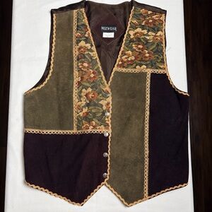 Mizwear Leather and Tapestry Renaissance Vest- 2XL